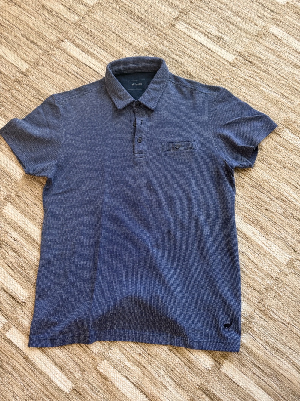 Men's Short-Sleeve Polo with Chest Pocket - Navy